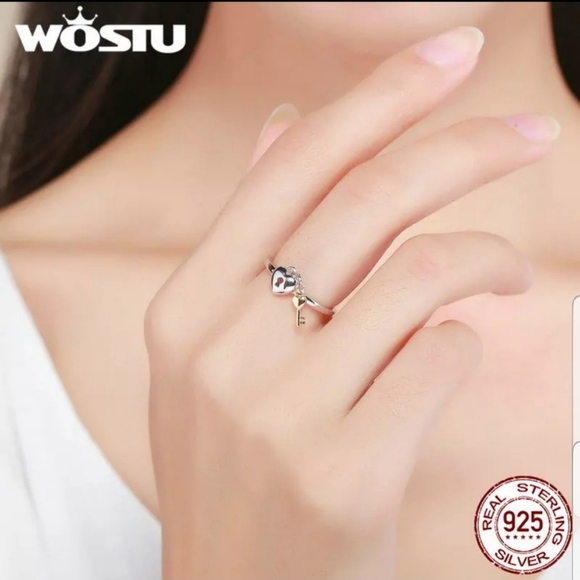 💎🍸Silver sterling lock & key ring - Picture 4 of 4